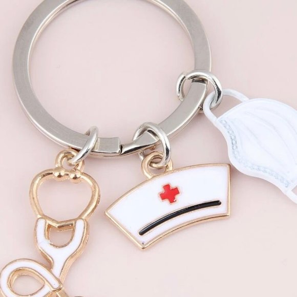 Stethoscope Pendant Keychain in White ~ NWOT - Picture 2 of 2
